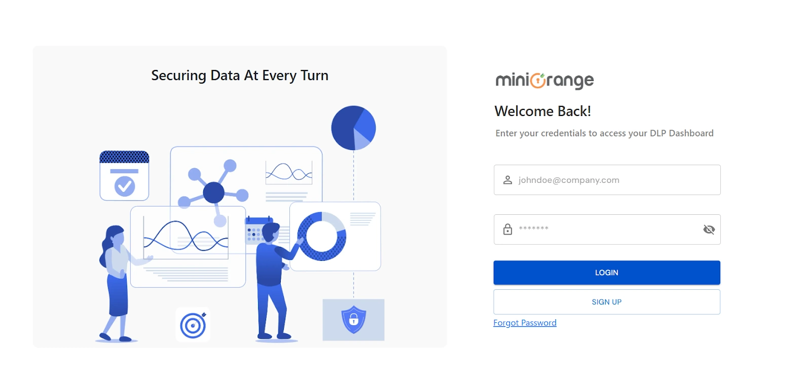 miniOrange UEM dashboard login page for Android MDM enrollment