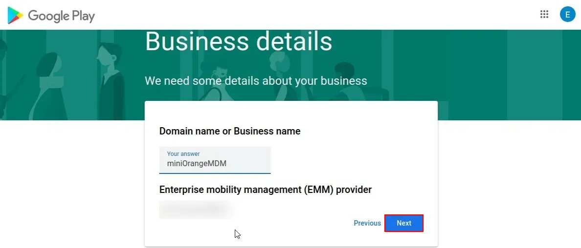 organization enterprise Details MDM- enter business name