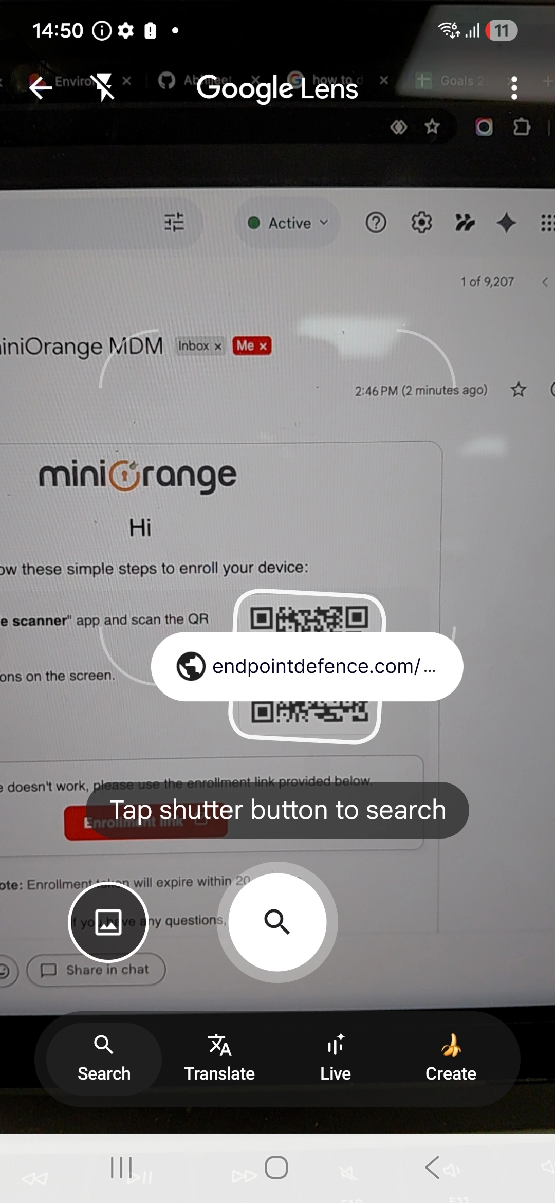Scan Android Enterprise MDM enrollment QR code and open Google setup on Android phone