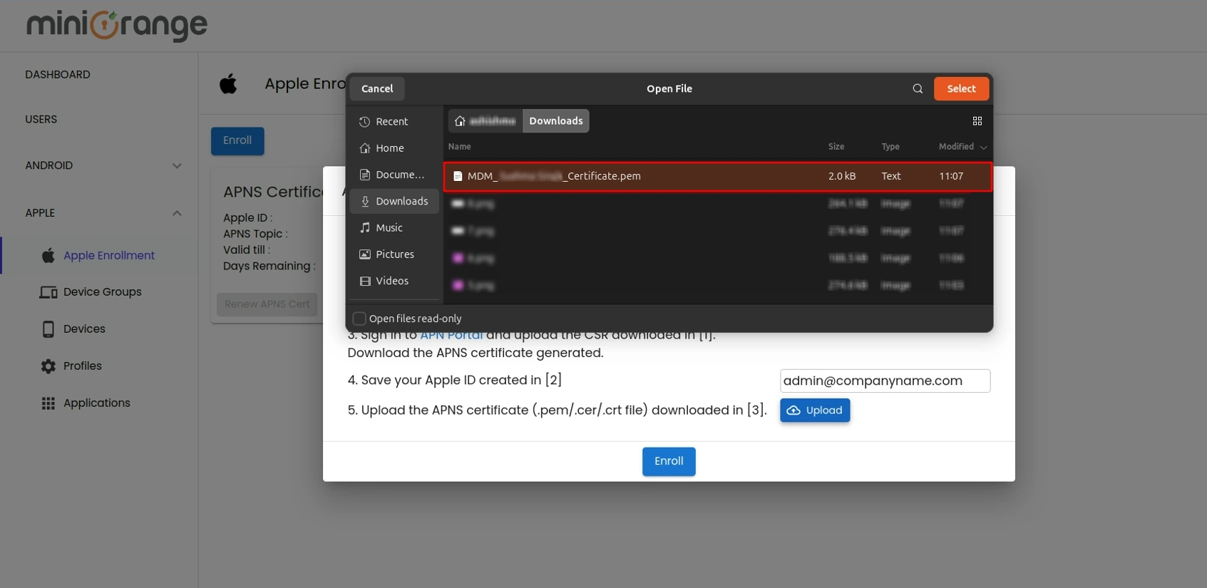 Android Enterprise Register dashboard
