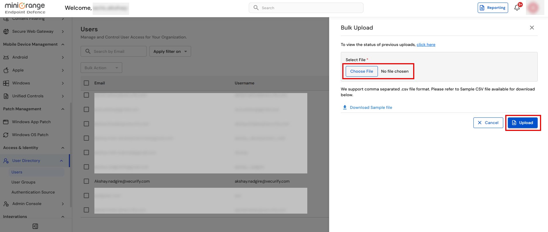 Upload CSV of users for Android Enterprise MDM bulk enrollment and mobile device management