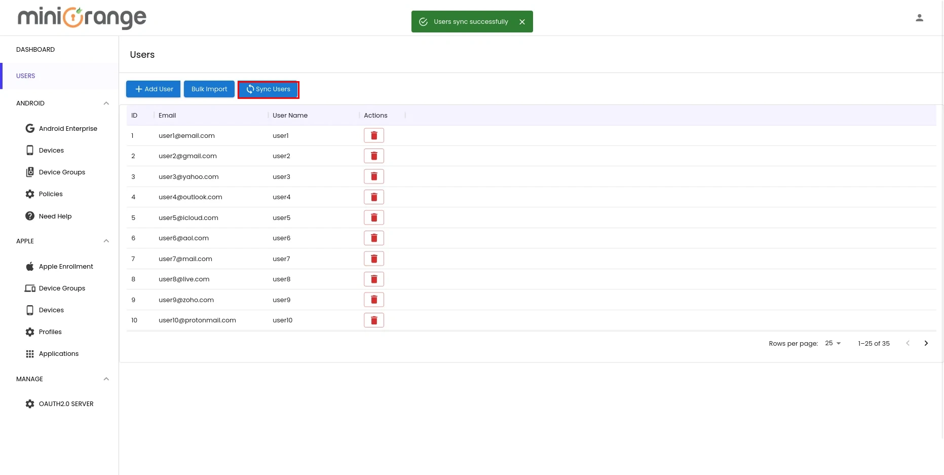 Enroll Android Devices into MDM- sync users