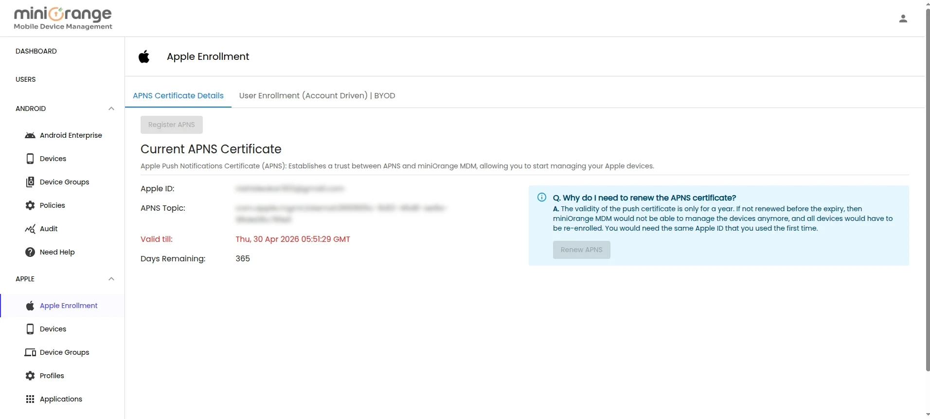 APNs certificate has been successfully renewed