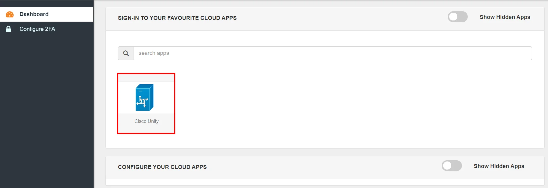 Unity Connection Single Sign-On (SSO) manage apps