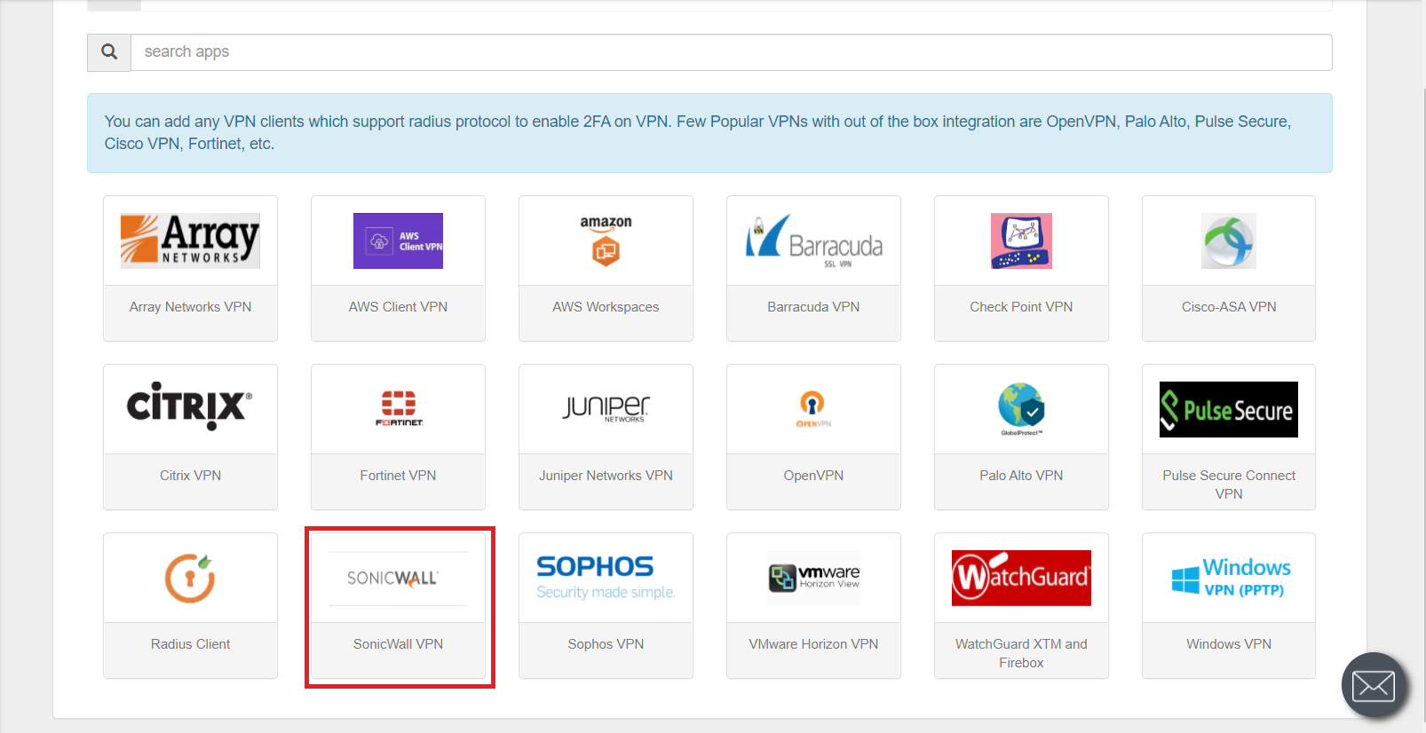 MFA for SonicWall SSL VPN : Click on Radius Client