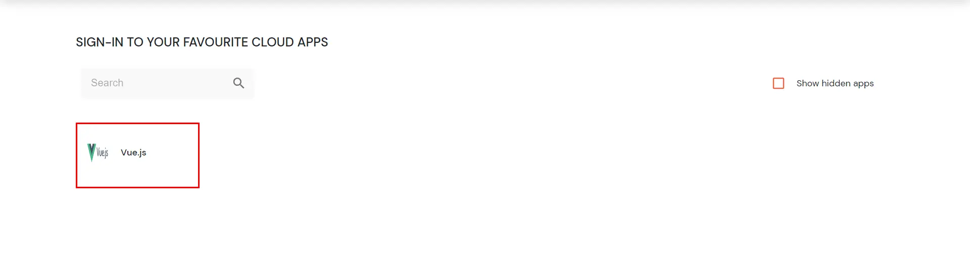 Vue.js Single Sign-On (SSO) manage apps