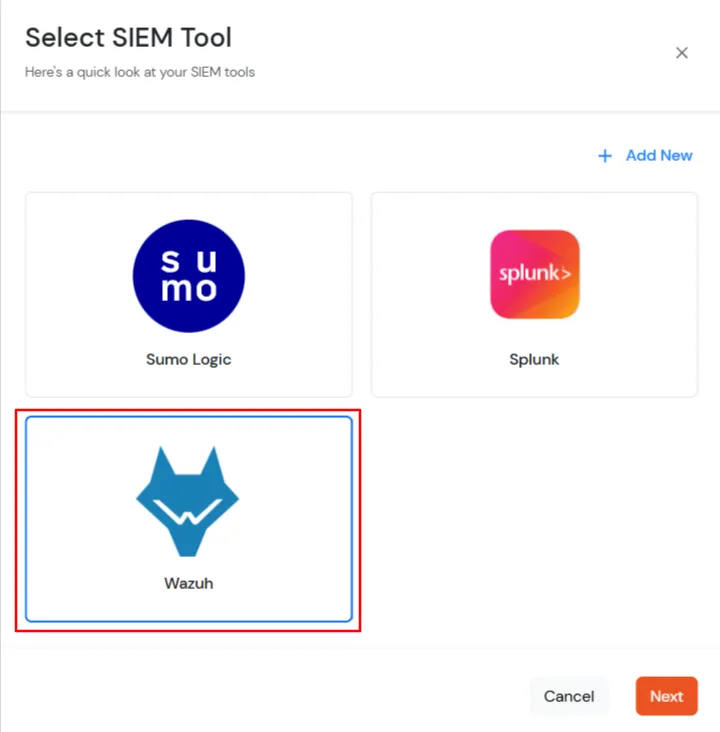 Select Wazuh tab