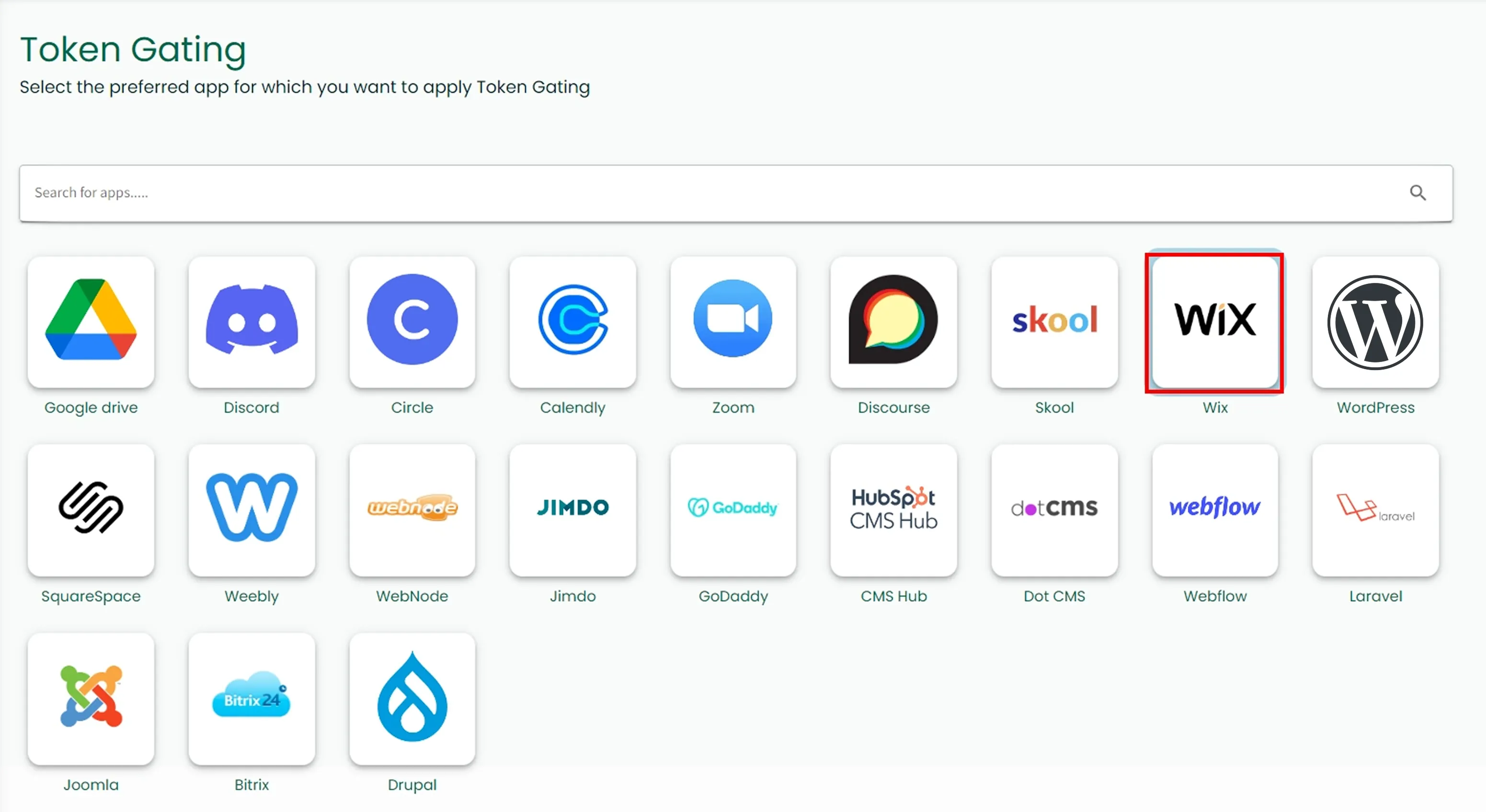 dapp select wix