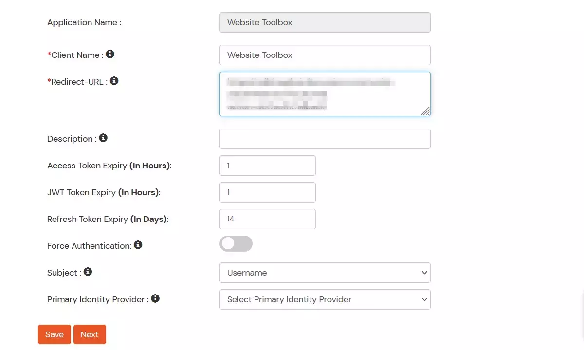 Single Sign-On (sso) for Website Toolbox save configuration