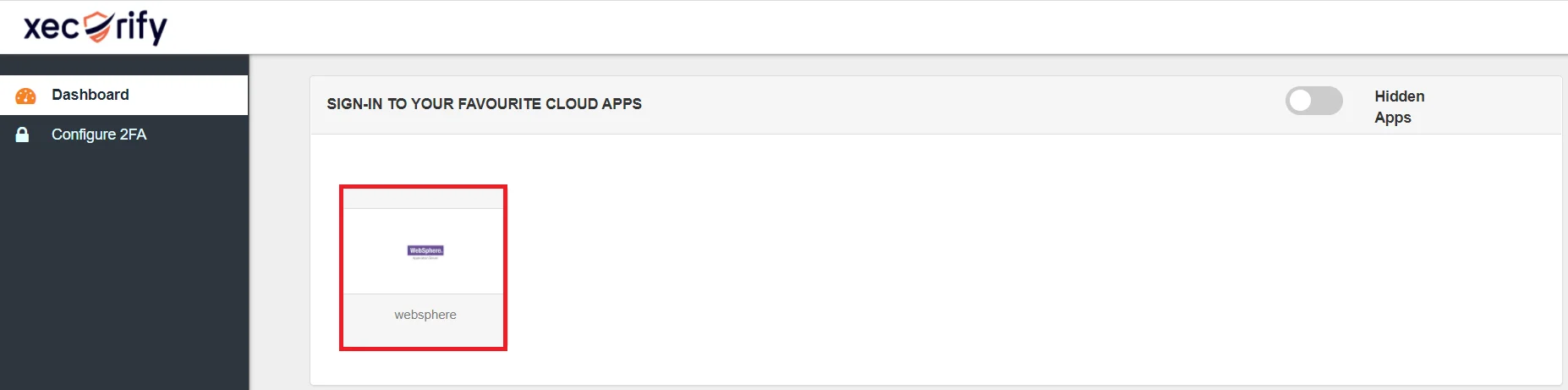 Websphere Single Sign-On (SSO) manage apps