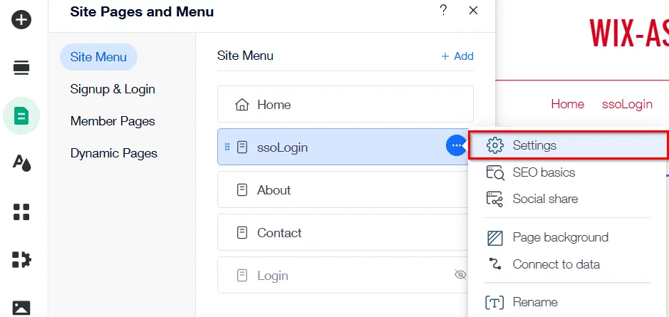 Wix IDP - Settings Tab