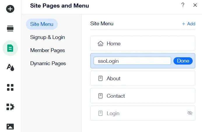 Wix IDP - Site Menu Detail