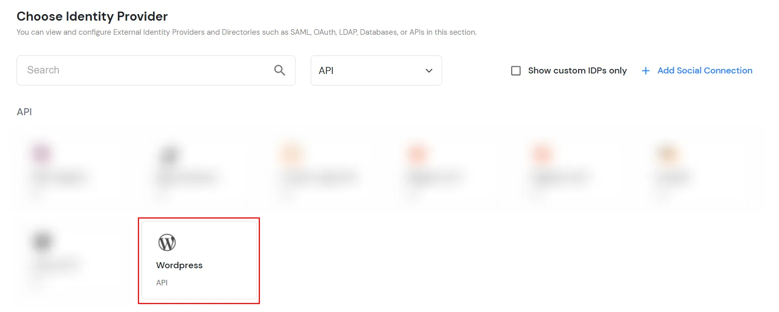 Switch to API configuration tab and select Wordpress