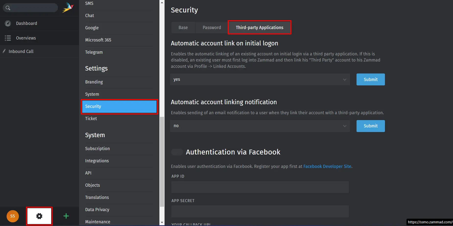 Zammad SAML Single Sign On (SSO) saml settings