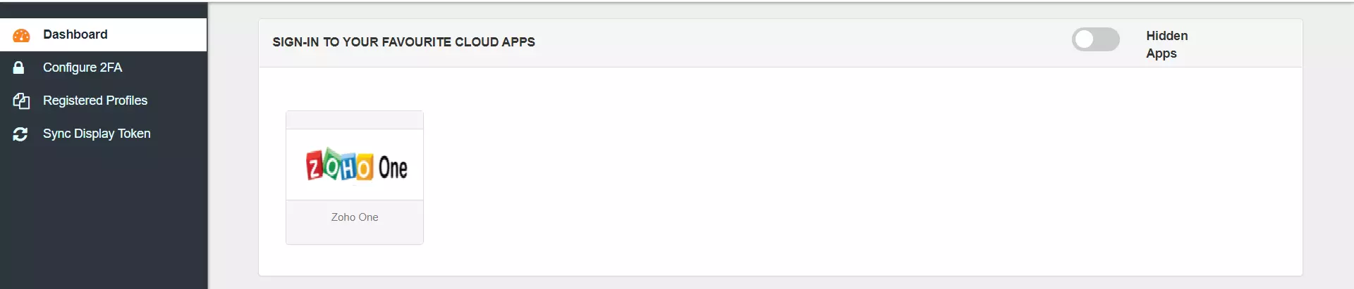 Zoho One Single Sign-On (SSO) manage apps