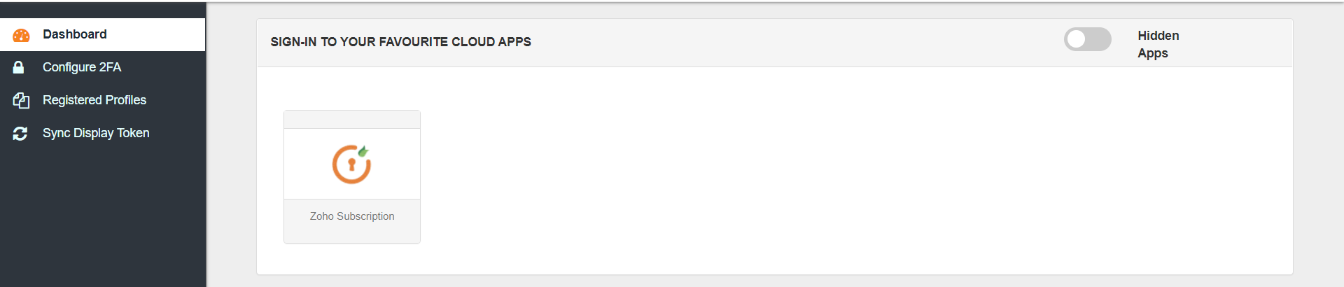 Zoho Subscription Single Sign-On (SSO) manage apps