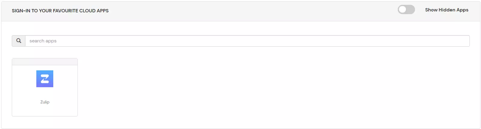 Zulip Single Sign-On (SSO) manage apps